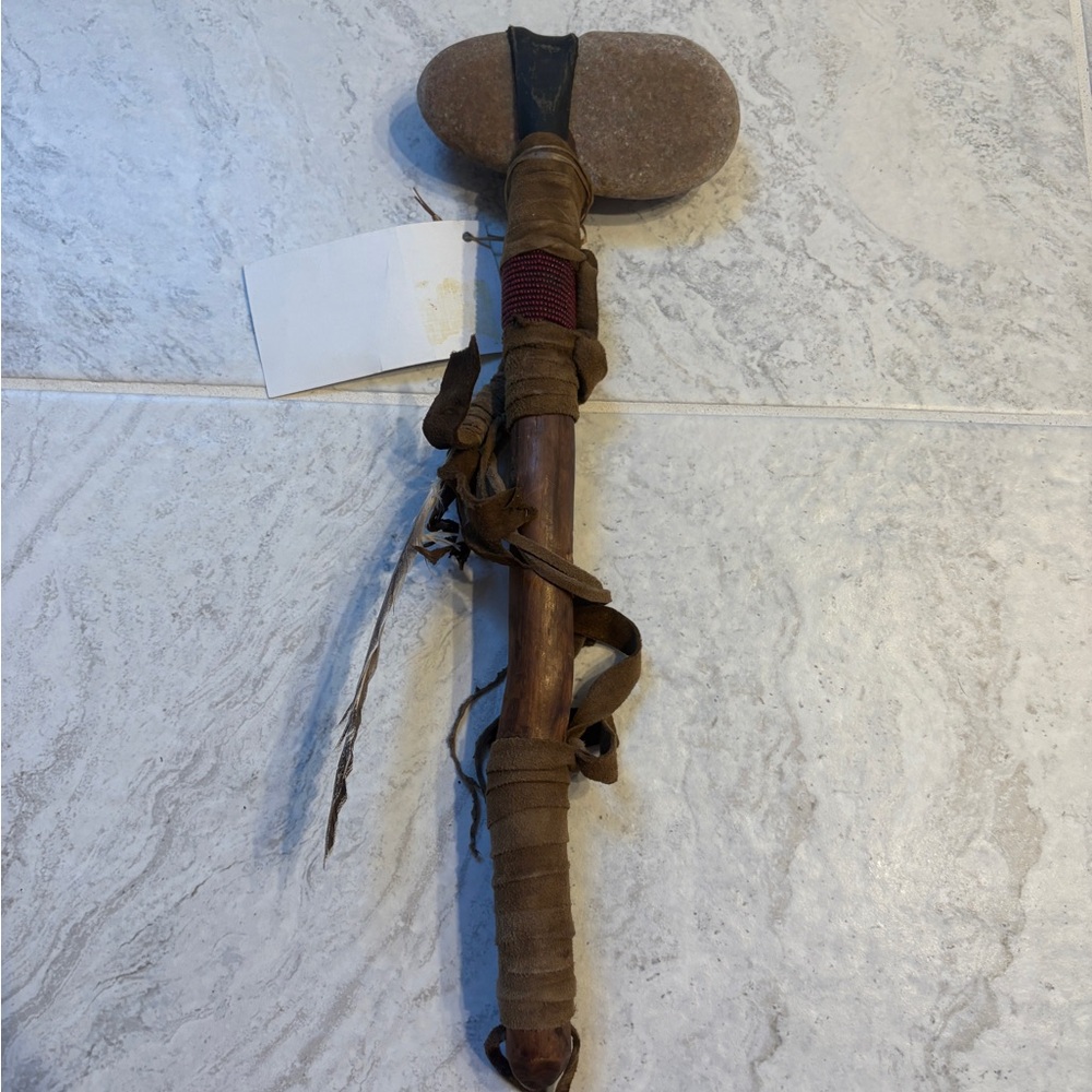 Authentic Native American Handcrafted Stone War Club by Ted Parkett – With COA